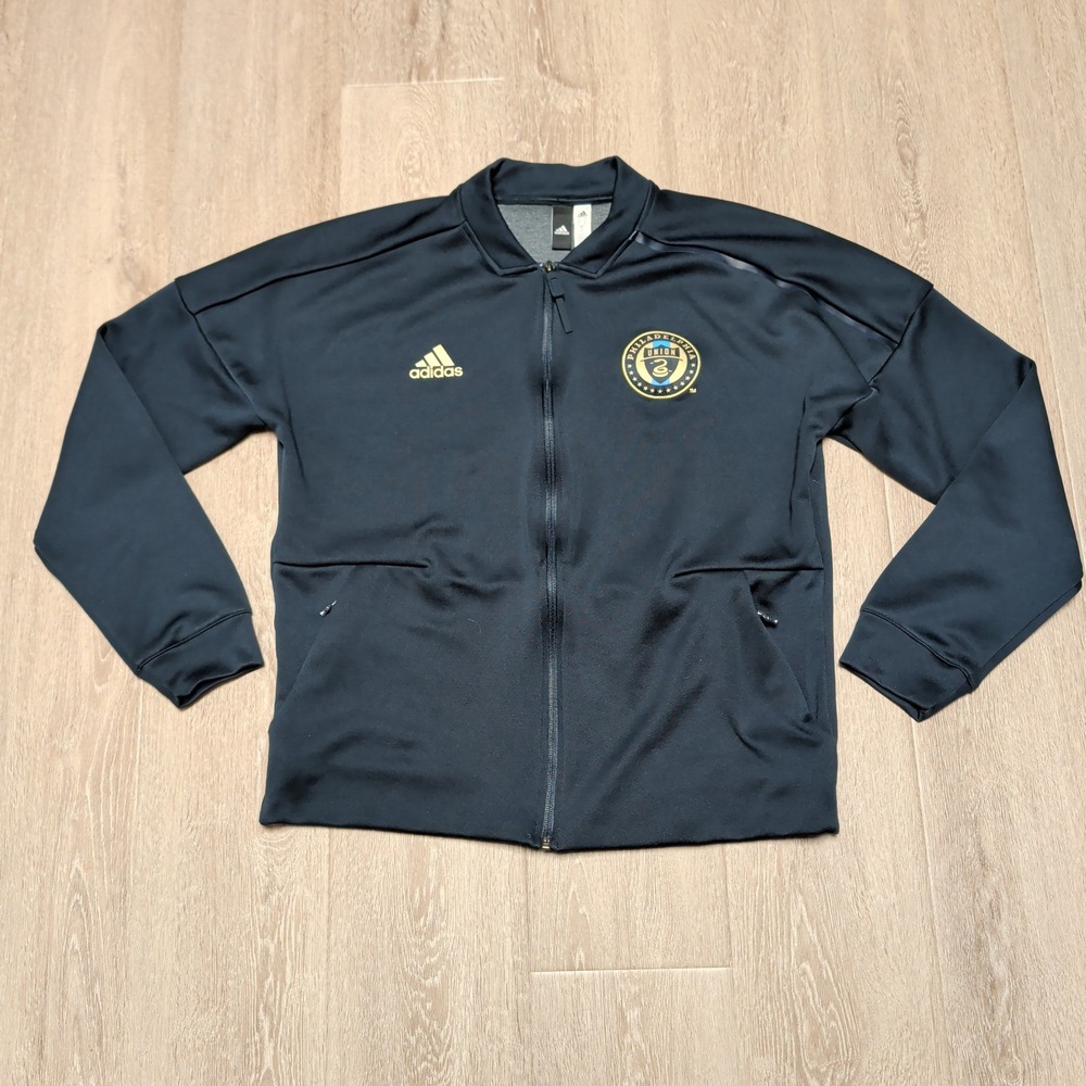Adidas Philadelphia Union MLS Full Zip Track Jacket Navy Blue Gold Mens Large